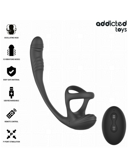 ADDICTED TOYS PLUG ANAL VIBRACIAN Y WAVING 360Aº Y ESTIMULADOR TESTACULOS